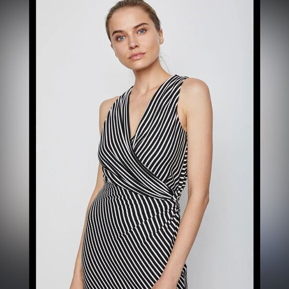 Bailey 44 Deep Vneck Stretch Sleeveless Tiva Dress in Black and White,Small NWT - Picture 3 of 12